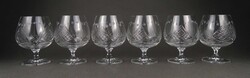 1Z084 Régi csiszolt konyakos whiskys üveg talpas pohár készlet 6 darab