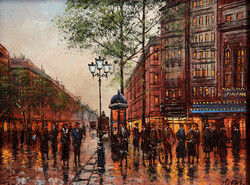 Szert Károly (1955- ) Párizsi Utca 37x29cm |  Boulevard de la Madeleine