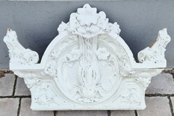 Szecessziós fehér mázas cserépkályha korona – Régi épületkerámia dísz