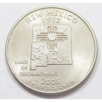 USA,quarter dollar 2008 D - New Mexico aUNC+ réz