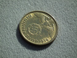 Németország, horogkeresztes birodalmi 10 Pfennig (Reichspfennig), 1939 B