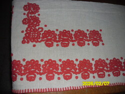 Lenvászon anyagra varrt, BUZSÁKI mintás drapéria