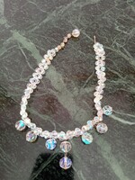 Ballagásra is:  Cseh Aurora Borealis  lüszteres kristály üveg  nyakék / nyaklánc -- Jablonec