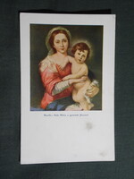 Képeslap,Murillo Szűz Mária gyermek Jézus,Kongreganista üdvözlet,Mária kongregáció kiadás Bp.,1930-