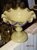 BIEDERMEIER KALCEDON ÜVEG CSEMEGE KÍNÁLÓ TÁL KÉK ÜVEGSZÁL DEKORRAL !!