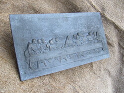 Régi kép falikép fém dombormű kegytárgy Utolsó vacsora