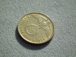 Németország, horogkeresztes birodalmi 10 Pfennig (Reichspfennig), 1938 G