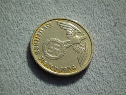 Németország, horogkeresztes birodalmi 10 Pfennig (Reichspfennig), 1938 E