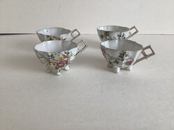 Négy darab antik kávés csésze , érdekes formában és lábakon .