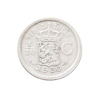Holland Kelet-India,1/10 gulden 1930 EF+ ezüst 1.250g720