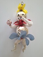 Régi üveg karácsonyfadísz retro figurális üvegdísz