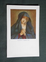 Képeslap,Sassoferrato A fájdalmas Szűz,Kongreganista üdvözlet,Mária kongregáció kiadás Bp.,1930-