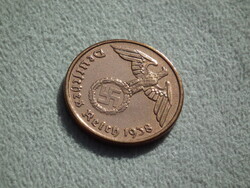 Németország, horogkeresztes birodalmi 2 Pfennig (Reichspfennig), 1938 A