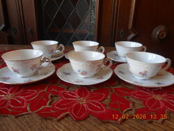 Zsolnay porcelán antik kávés csésze, 6 db