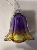 Régi gyönyörű nagy színátmenetes kristály harang karácsonyfa dísz.