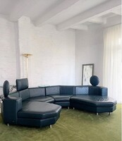 Vintage Forum 200 Rolf Benz dark green leather modular sofa
