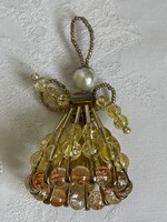 Masszív retró angyal gyöngyős, köves  karácsonyfa dísz