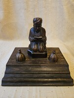 Faragott Fa Kalamáris,Tintatartó Különleges darab!