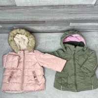 F&F rózsaszín, Mex khakizöld kislány kabát szett 68-74