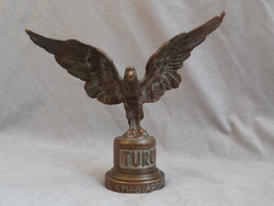 Irredenta emlék bronz asztali dísz turul rovásírásos felirattal 1937 ből él a magyarok istene