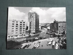 Képeslap,Szlovákia,Bratislava,Pozsony,villamos,autó,Sztálin tér,városi látkép,részlet,1960-