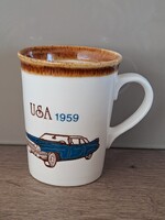 Angol porcelán régi autós bögre