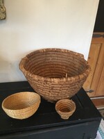 Gyékény szakajtók, népi, kézműves, jó állapotú ,3 db