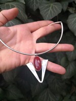 Gyönyörű karneol köves ezüst medál és ezüst nyaklánc