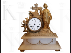 Szobros antik kandallóóra