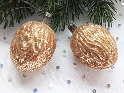 Régi üveg dió velencei harmatos karácsonyfa dísz  6cm ár /db