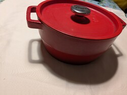 PYREX  piros zománcozott öntött vas főzőedény , új , nem használt .