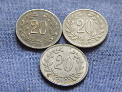 Osztrák-Magyar Monarchia 20  Heller sor 1916-18/ 3db
