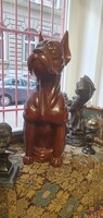 85 cm-es Hatalmas méretű fából faragott kutya. Nagyon szép faragással. kb: 15-20 kg.