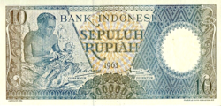 Indonézia 10 rúpia 1963 UNC