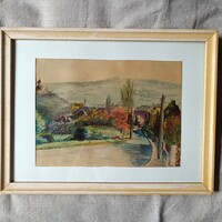 Szentegát községet ábrázoló akvarell 1950