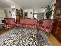 Barokk stílusú neobarokk ülőgarnitúra, 2 fotel + 3 személyes kanapé, tömörfa