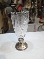Régi ezüst talpas kristály váza