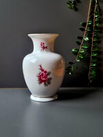 Klasszikus vintage hasas rózsás porcelán váza budapesti kézműipari szakiskolai vizsga munka