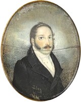 1Z097 Antik különleges Biedermeier csont miniatúra 1850