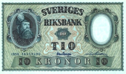 Svédország 10 Korona 1958 UNC