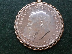 Német (bajor) ezüst 5 Márka, 1914, D.