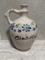 RITKA! 19. Századi antik Csatkai szenteltvizes korsó – 28 cm – ritka, feliratos darab