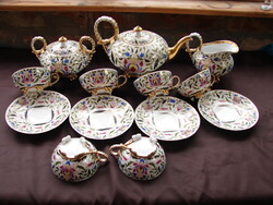 Kézzel festett szecessziós teáskészlet. Készítő: Rerrich Ferenc.