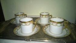 Antik-Württemberg kávéscsésze tányérral-mokkás csésze arany szegély,finom szinek-hibátlan db-ra !