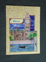 Képeslap,Irán,Teherán,Iran Airlines légitársaság,grafikai,Perzsa minta stílus, 1980-