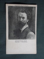 Képeslap,Budapest,Szépművészeti múzeum,Kőrösfői-Kriesch Aladár,Önarckép,Anya csecsemővédő kiad,1910-