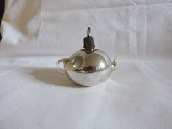 RÉGI ÜVEG KARÁCSONYFADÍSZ - "EZÜST TEÁSKANNA!