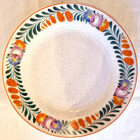 Hollóházi Szakmáry peremén mintás porcelán fali dísztányér, tányér tál (M=3,5, D=24,5) (90.)