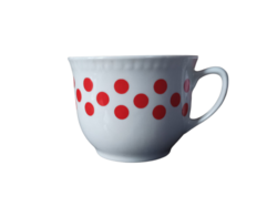 Bájos piros pöttyös porcelán bögre
