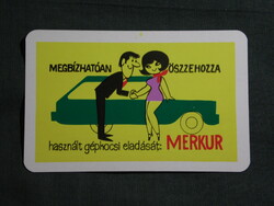 Kártyanaptár,Merkur autókereskedelmi vállalat,grafikai,1971